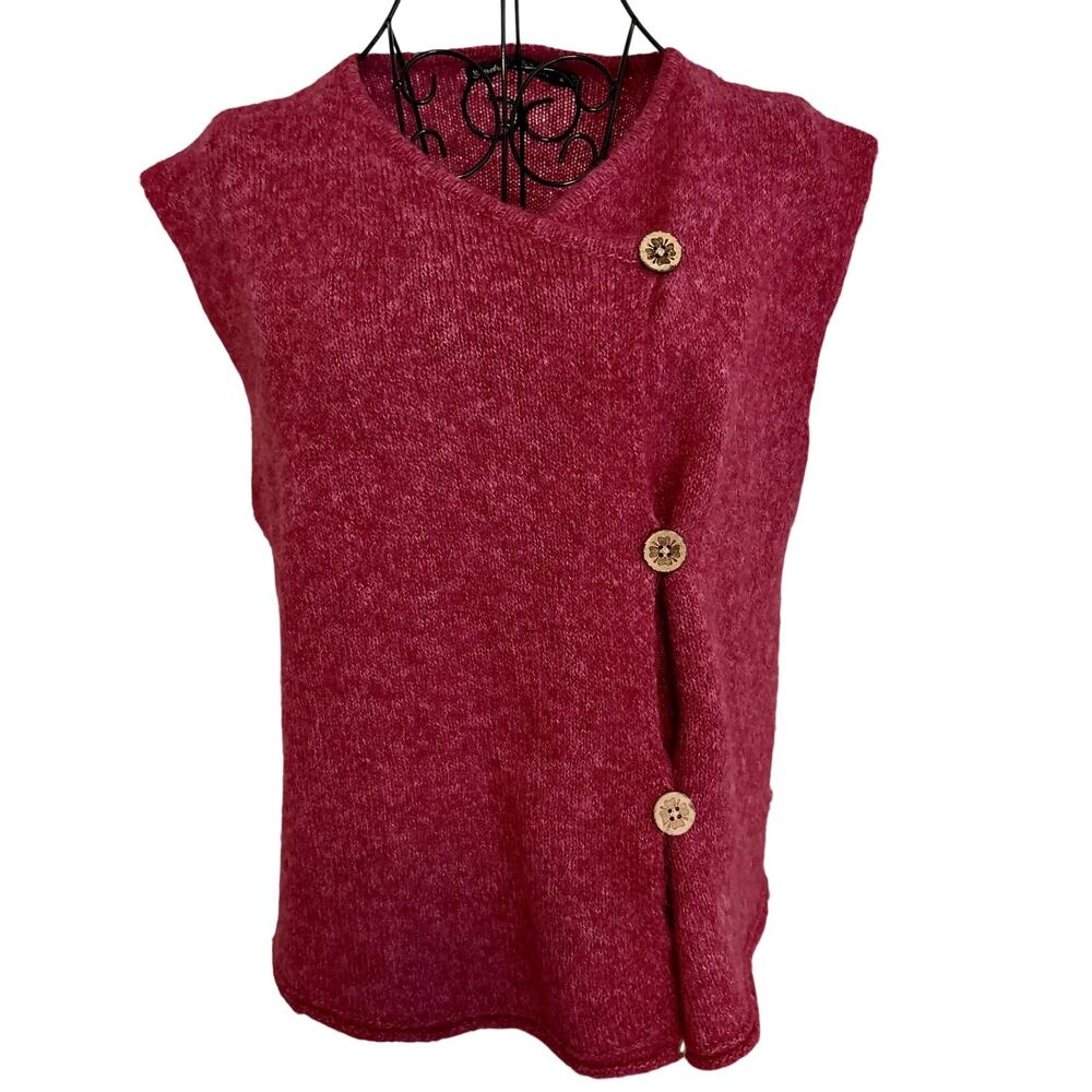 Gudrun Sjoden Sweden Alpaca Blend Nordic Rose Sweater Vest Boho Folkloric